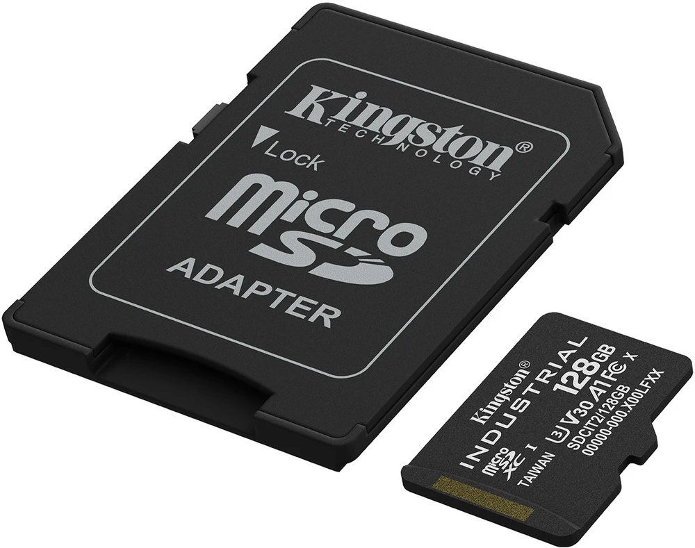 „Kingston Industrial Micro SDHC 128GB“ 10 klasės A1 pSLC + SD adapteris