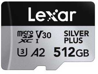 Atminties kortelė Karta Lexar Professional Sidabrinis Plus Micro SDXC 512 GB 10 klasės UHS-I/U3 A2 V30 (LMSSIPL512G-BNANG)