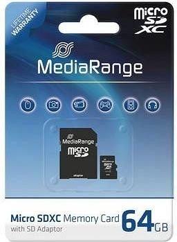 Atminties kortelė MediaRange SD MicroSD Card 64GB SD CL.10 inkl. Adapteris