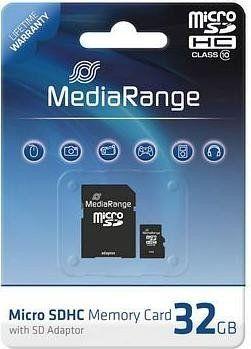 Atminties kortelė „MediaRange Micro SDHC“ 32 GB, 10 klasės UHS-I (MR959) kortelė