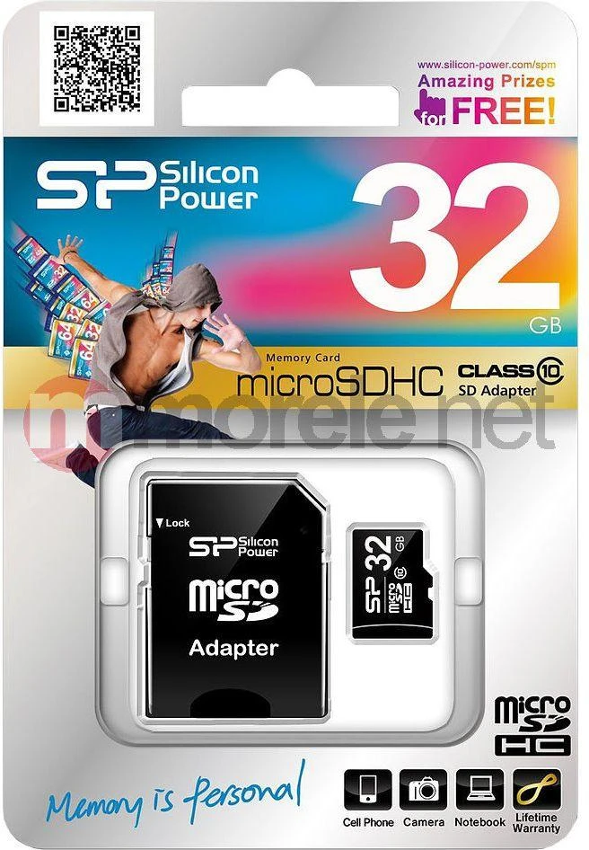 Silicon Power | 32 GB | Micro SDHC | Flash atminties klasė 10 | SD adapter