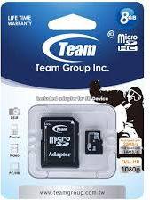 TEAM GROUP TUSDH8GCL1003 „Team Group“ atminties kortelė Micro SDHC 8GB 10 klasė + adapteris