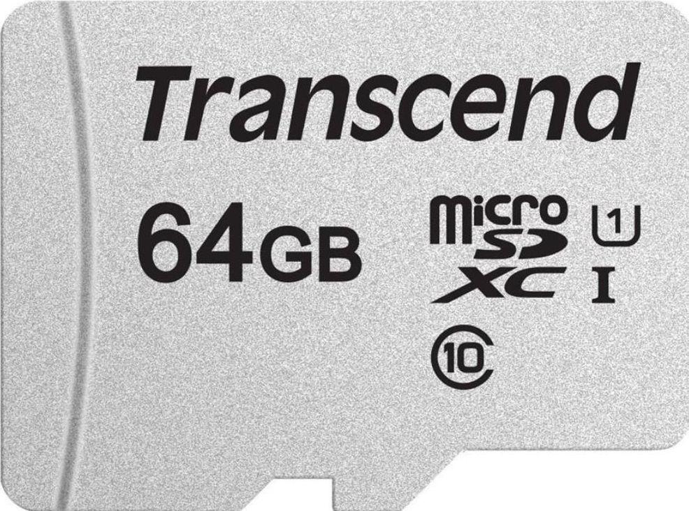 Atminties kortelė su adapteriu Transcend microSDXC USD300S 64GB CL10 UHS-I iki 95MB/S