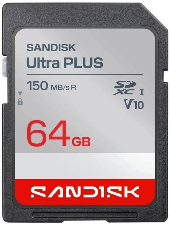 Atminties kortelė Karta PNY Sandisk Ultra PLUS SDXC karta 64GB UHS-I, V10, U1, C10, (150MB/s) (SDSDUBC-064G-GN6IN)