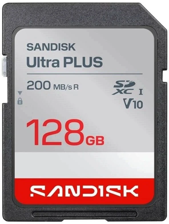 Atminties kortelė Karta PNY Sandisk Ultra PLUS SDXC karta 128GB UHS-I, V10, U1, C10, (200MB/s) (SDSDUBQ-128G-GN6IN)