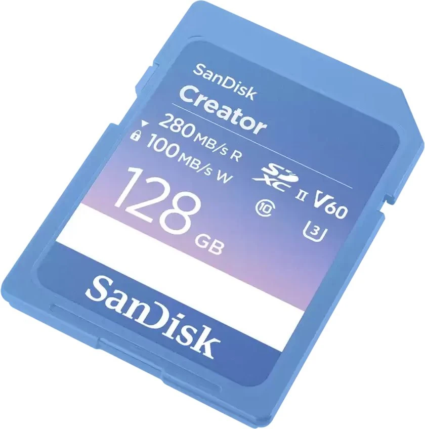 „SanDisk Creator SDXC 128 GB“ 10 klasės UHS-II/U3 V60 atminties kortelė (SDSDXEP-128G-GNCIS)