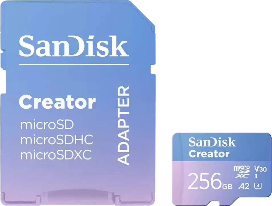 SanDisk Creator Micro SDXC 256 GB Class 10 UHS-I/U3 A2 V30 atminties kortelė (SDSQXAV-256G-GN6MS)