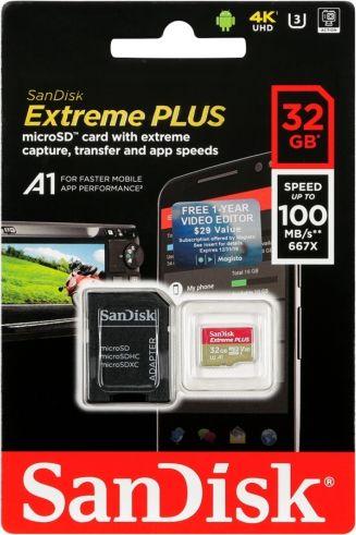 Atminties kortelė SanDisk Micro SDHC 100MB A1 32GB Extreme Plus SDSQXBG-032G-GN6MA