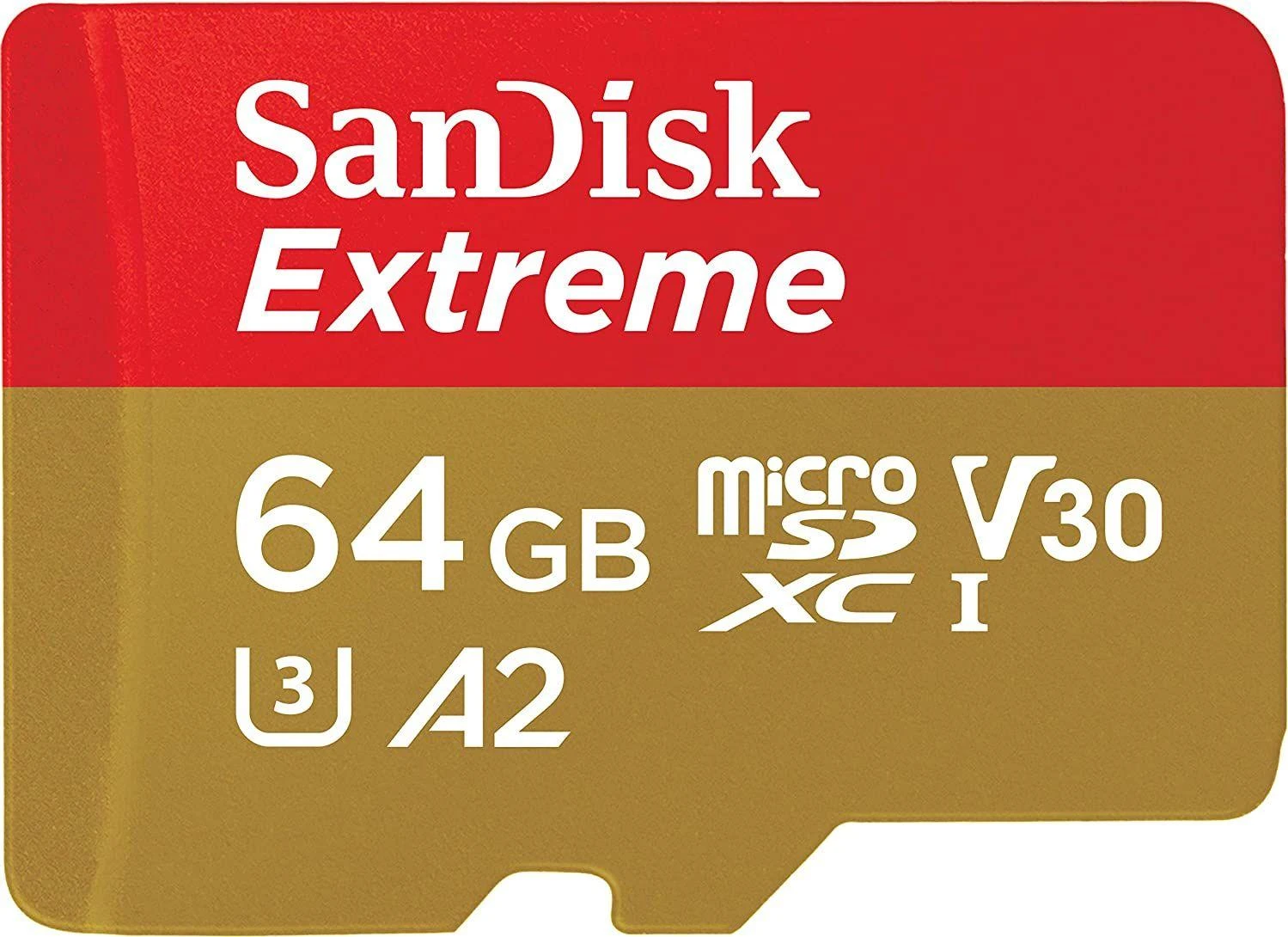 Atminties kortelė SanDisk microSDXC Extreme 64GB 170/80 MB/s A2 C10 V30 UHS-I U3