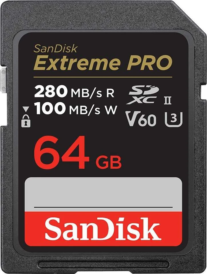Atminties kortelė SanDisk SDXC 64GB Extreme Pro 280/100 MB/s V60 UHS-II