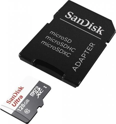 Atminties kortelė SanDisk Ultra Micro SDXC UHS-I Class 10, 128 GB, su adapteriu