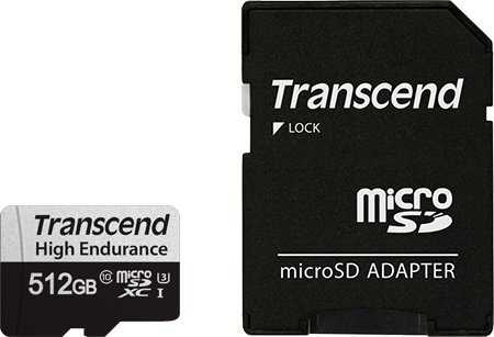 „Transcend 350V Micro SDXC 512 GB“ 10 klasės UHS-I/U3 kortelė (TS512GUSD350V)