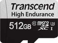 „Transcend 350V Micro SDXC 512 GB“ 10 klasės UHS-I/U3 kortelė (TS512GUSD350V)