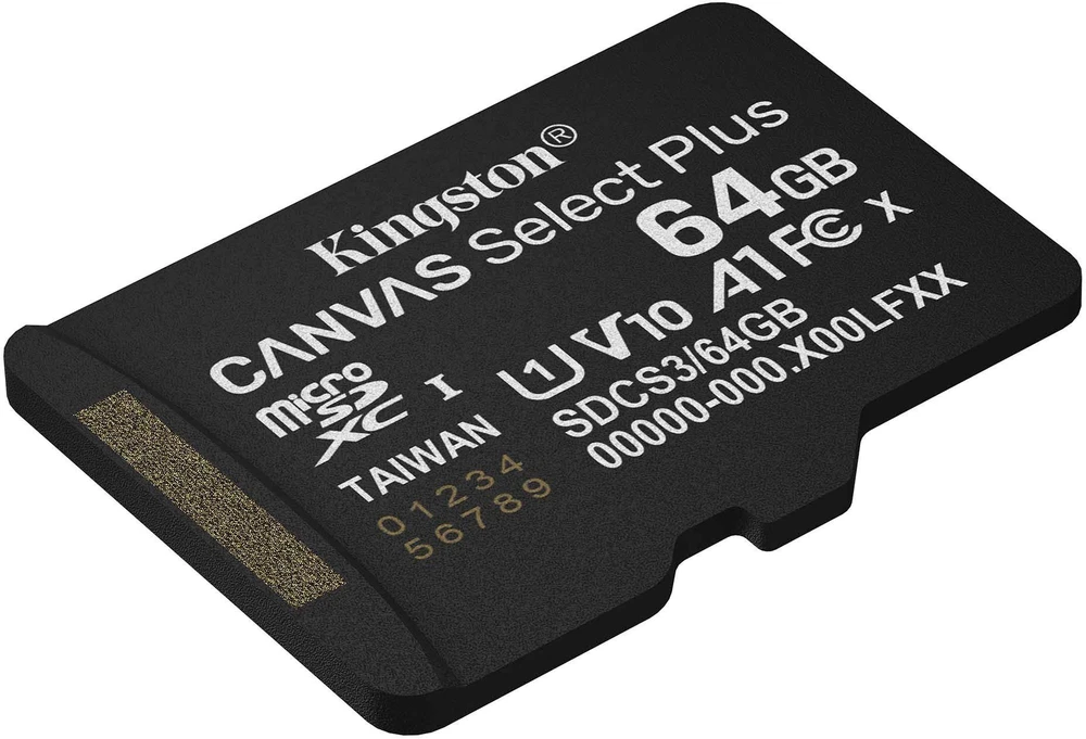 „Kingston Technology“ 64 GB „micSDXC Canvas Select Plus Gen3 100R A1“ atminties kortelės pakuotė be ADP