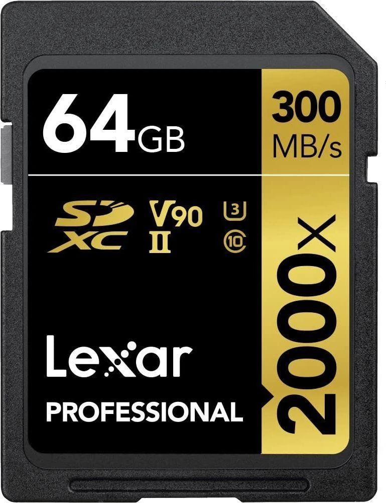 Atminties kortelė Lexar Professional 2000x UHS-II SDXC, 64 GB, 10 klasė, U3, V90, 260 MB/s, 300 MB/s