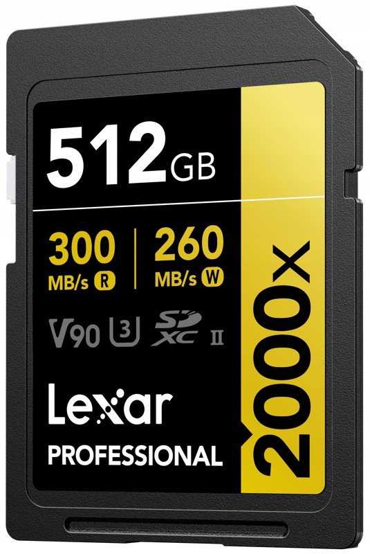 „Professional Lexar 2000x SDXC 512 GB“ 10 klasės UHS-II/U3 V90 (LSD2000512G-RNNNG) atminties kortelė