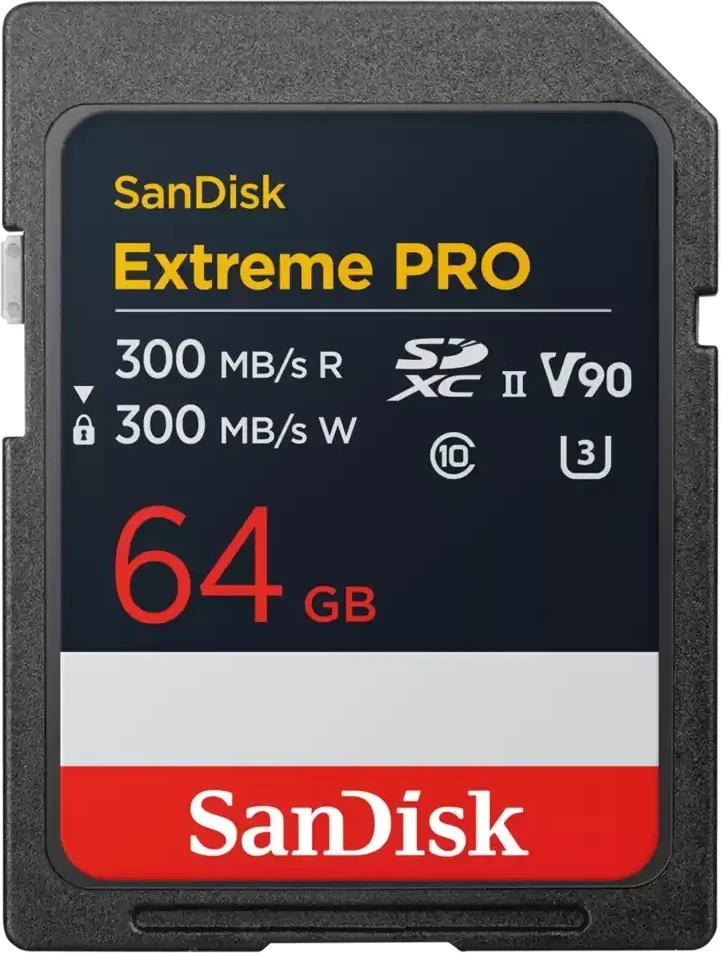 SanDisk ExtremePRO 64GB atminties kortelė iš priekio