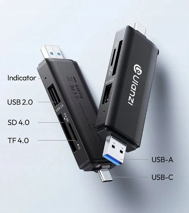 Atminties kortelė Atminties kortelių skaitytuvas - Ulanzi CR3 3 in 1 kortelių skaitytuvas 4.0 USB C/A 312 MB/s