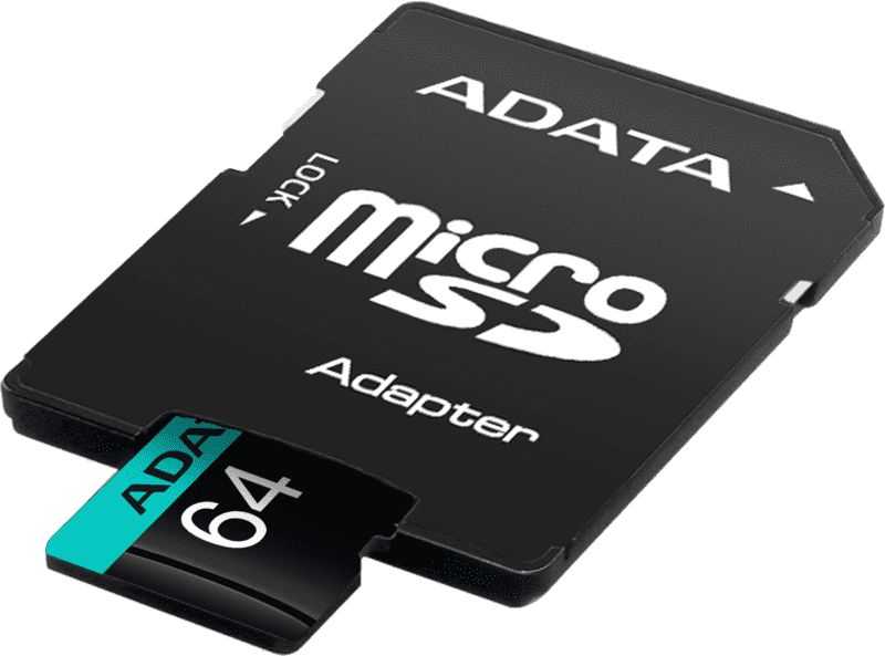 Atminties kortelė Karta ADATA Premier Pro Micro SDXC 64 GB Class 10 UHS-I/U3 A2 V30 (AUSDX64GUI3V30SA2-RA1)