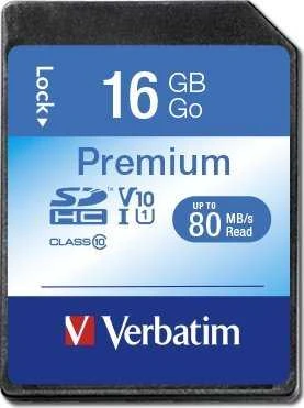 „Verbatim Premium“ SDHC 16 GB „Class 10“ UHS-I/U1 V10 atminties kortelė (43962)