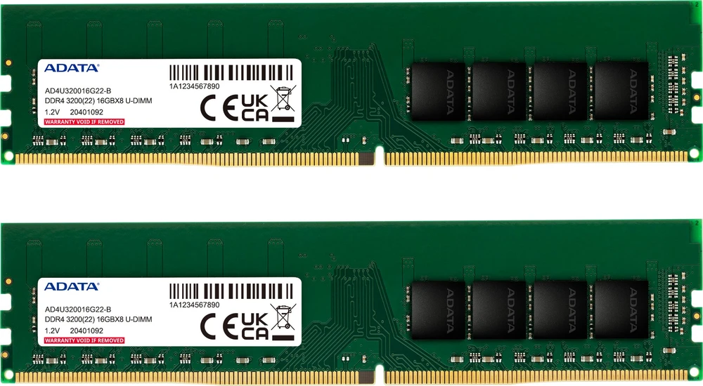 Dvi ADATA DDR4 16GB atminties plokštelės