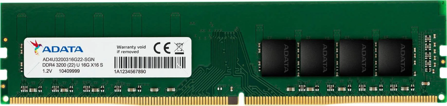 ADATA 8GB DDR4 atminties modulis, žalia plokštė