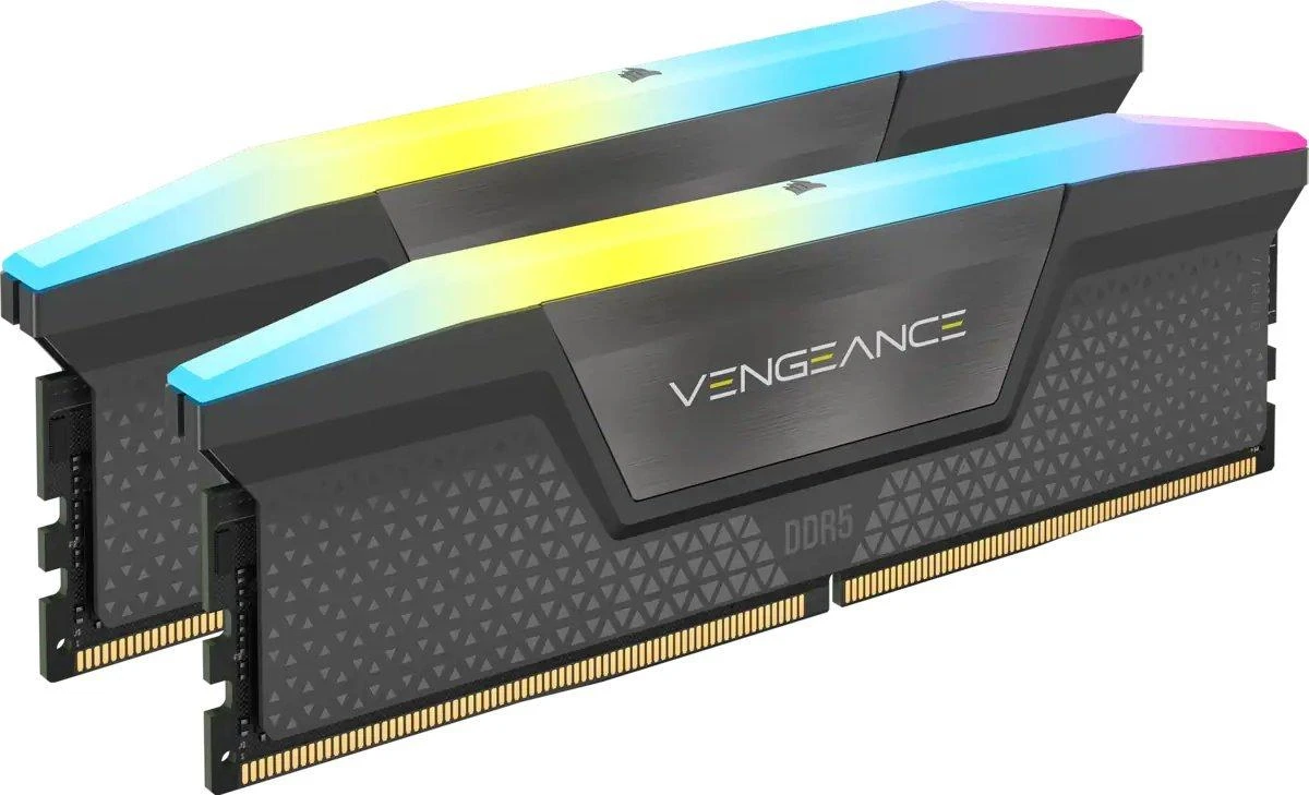 RAM 64 GB „Corsair DIMM 5200“ (2 x 32 GB) dviejų atminties modulių rinkinys (juodas. CMH64GX5M2B5200C40. „Vengeance RGB“. „INTEL XMP“)