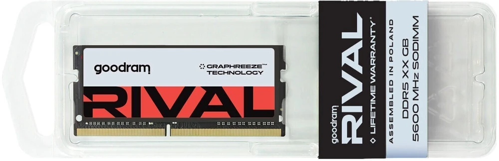 „Goodram SODIMM DDR5 32GB 5600MHz CL40 DR RIVAL“ atminties modulis 1 x 32 GB 5600 MT/s 262 kontaktų SO-DIMM