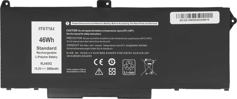 Mitsu Baterija RJ40G Dell Latitude 5520 5420 Precision 3560 3000mAh (46Wh) 15,2V
