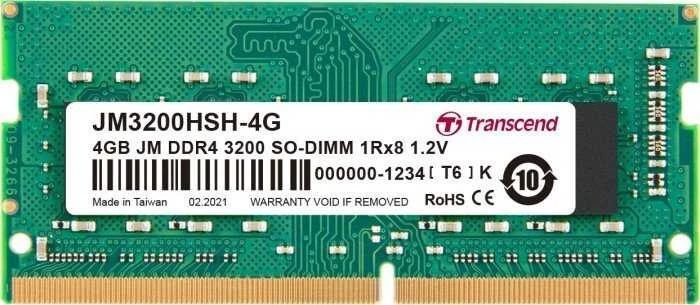 RAM TRANSCEND 4GB JM DDR4 3200MHz SO-DIMM 1Rx8 512Mx8 CL22 1,2V