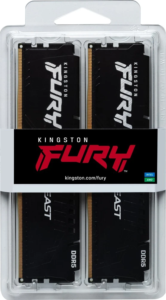 RAM KINGSTON 32GB 6000MT/s DDR5 CL36 DIMM rinkinys iš 2 FURY Beast Juodas