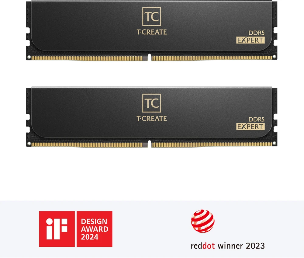 „Team Group T-Create Expert DDR5-6400 RAM“, CL42, XMP/EXPO – 128 GB dvigubas rinkinys, juodas