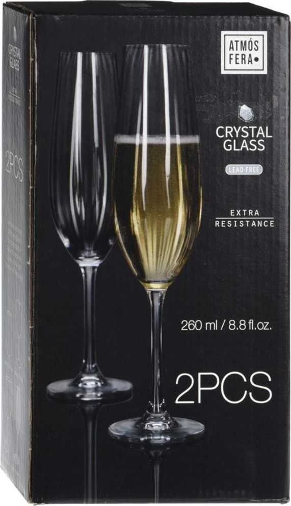 ATMÓS FERA CRYSTAL taurė šampanui, 260 ml, 2 vnt., komplektas, taurių rinkinys