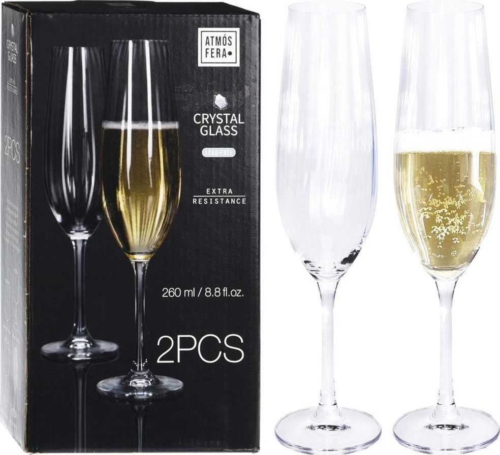 ATMÓS FERA CRYSTAL taurė šampanui, 260 ml, 2 vnt., komplektas, taurių rinkinys
