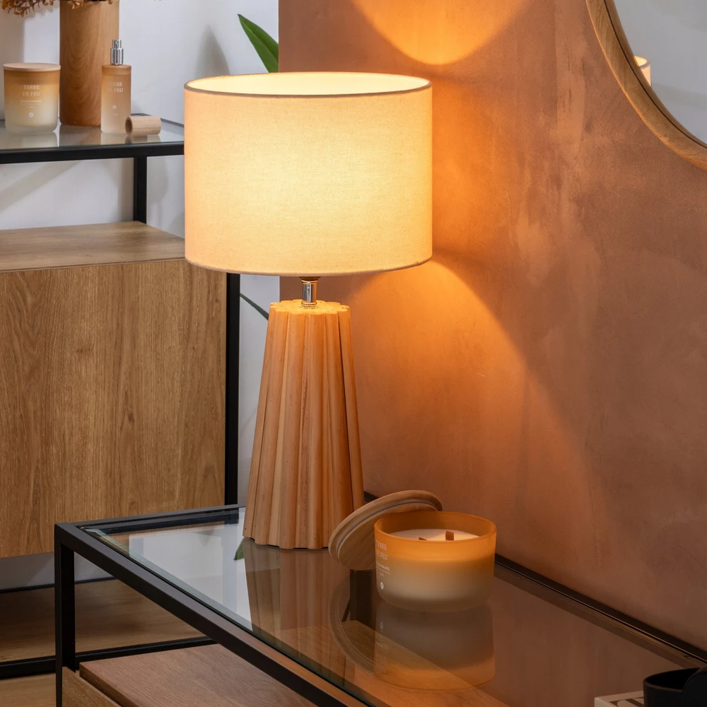 Atmosphera Lamp ADONA naktinis šviestuvas ant medinės kojelės, aukštis 53 cm