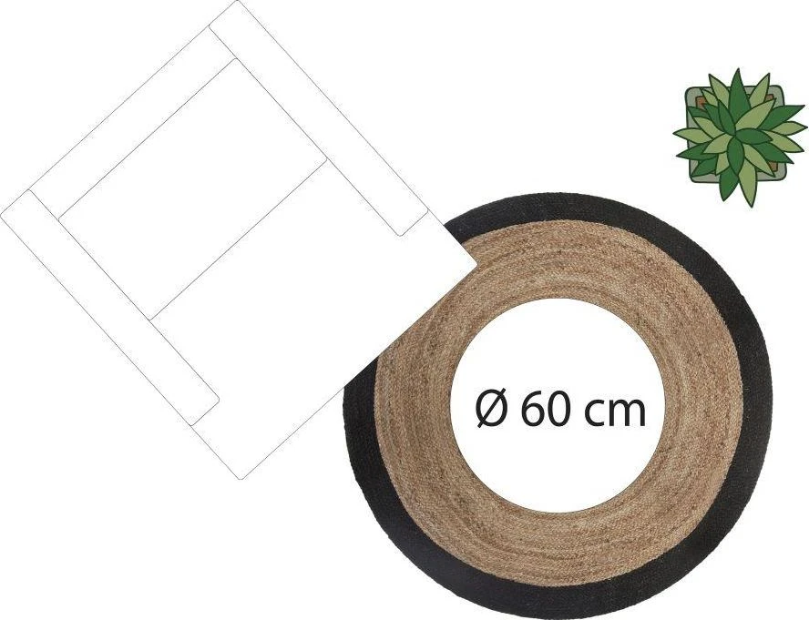 Atmosphera Džiuto kilimėlis, apvalus, Ø 120 cm