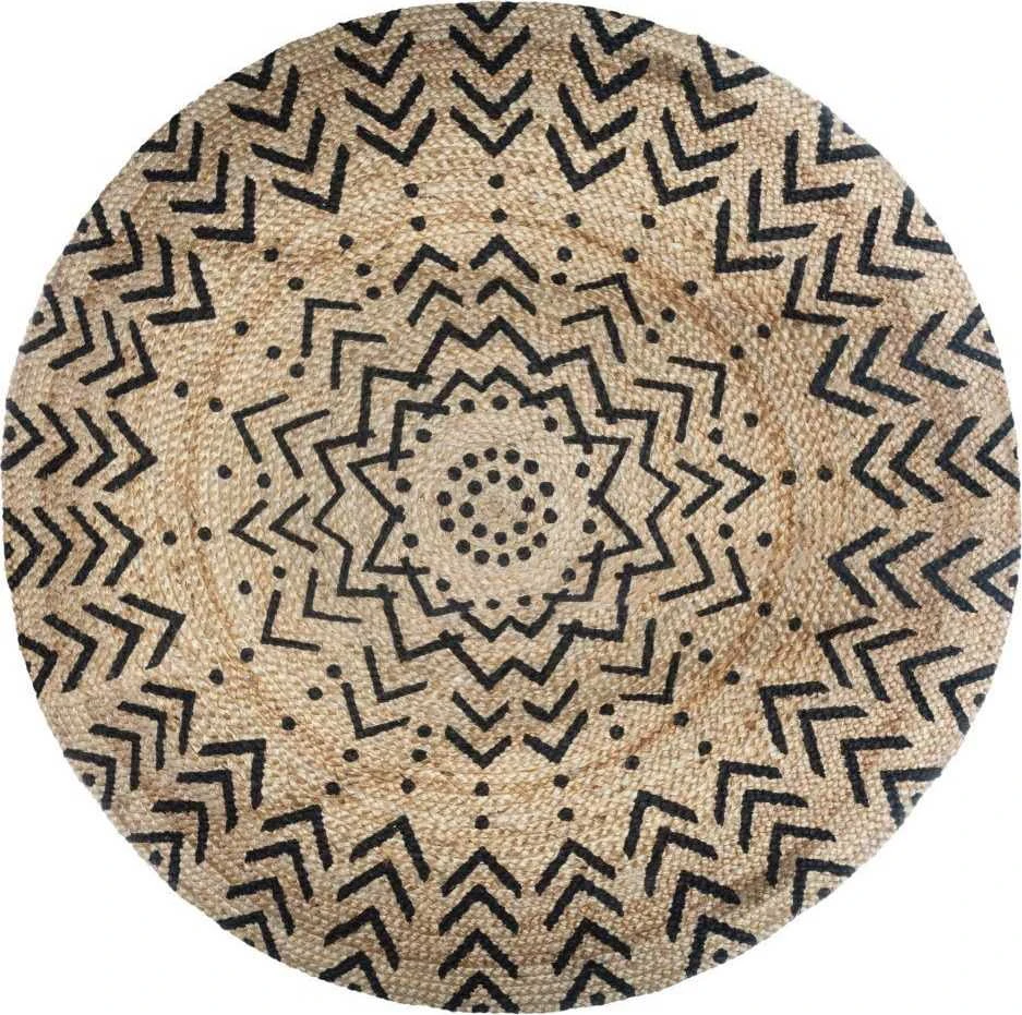 Atmosphera Carpet Apvalus džiuto kilimas, Ø 120 cm, geometrinis raštas