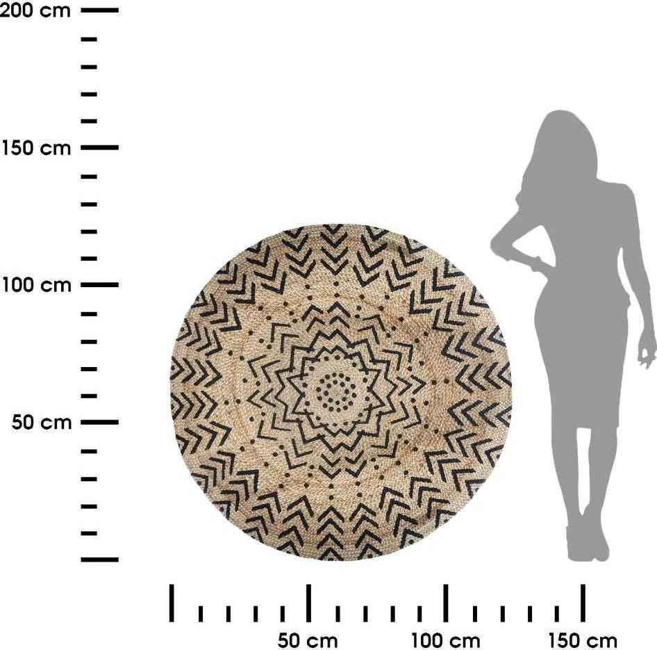 Atmosphera Carpet Apvalus džiuto kilimas, Ø 120 cm, geometrinis raštas