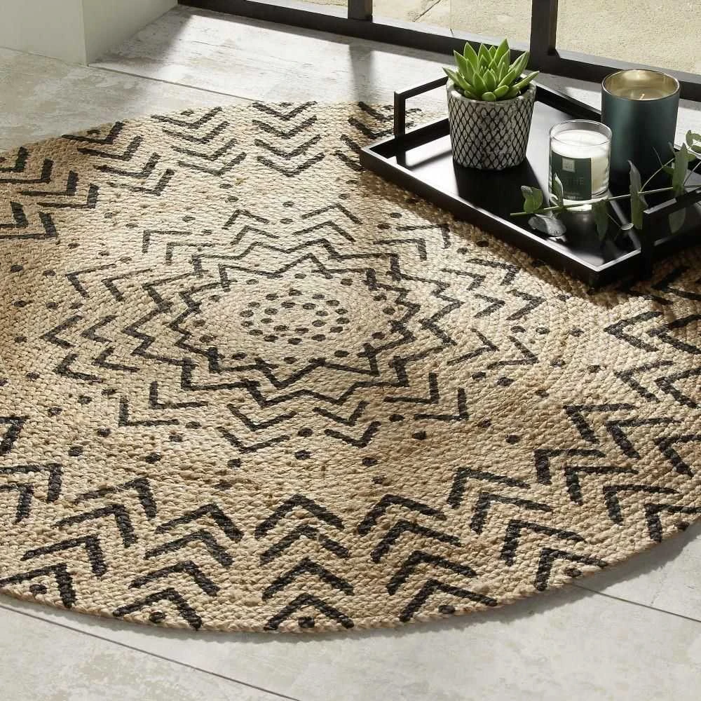 Atmosphera Carpet Apvalus džiuto kilimas, Ø 120 cm, geometrinis raštas