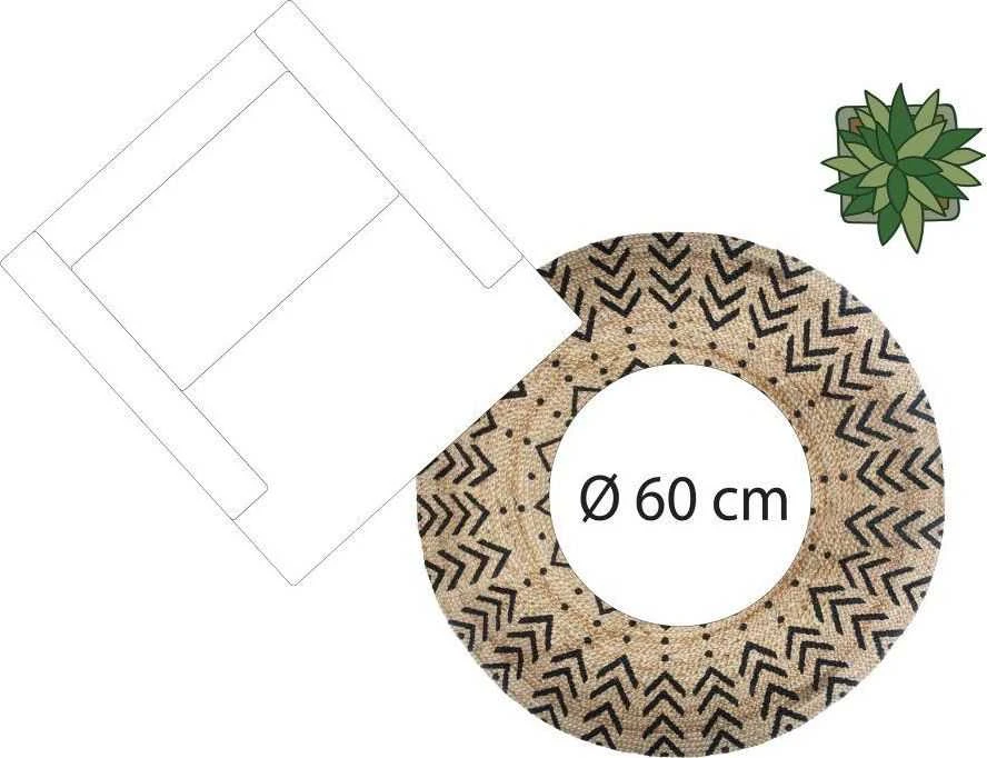 Atmosphera Carpet Apvalus džiuto kilimas, Ø 120 cm, geometrinis raštas