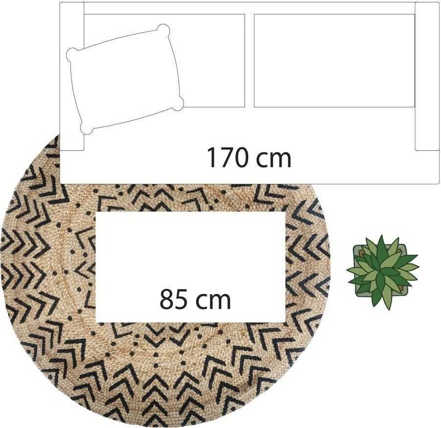 Atmosphera Carpet Apvalus džiuto kilimas, Ø 120 cm, geometrinis raštas