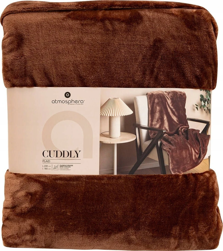 Ruda pūkuota antklodė CUDDLY su pakuote
