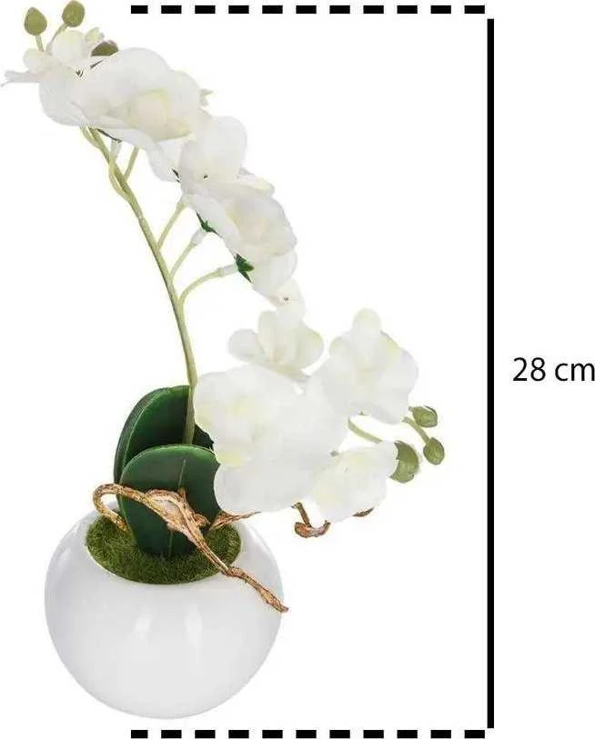 Atmosphera Balta dirbtinė orchidėja vazone, 25 cm