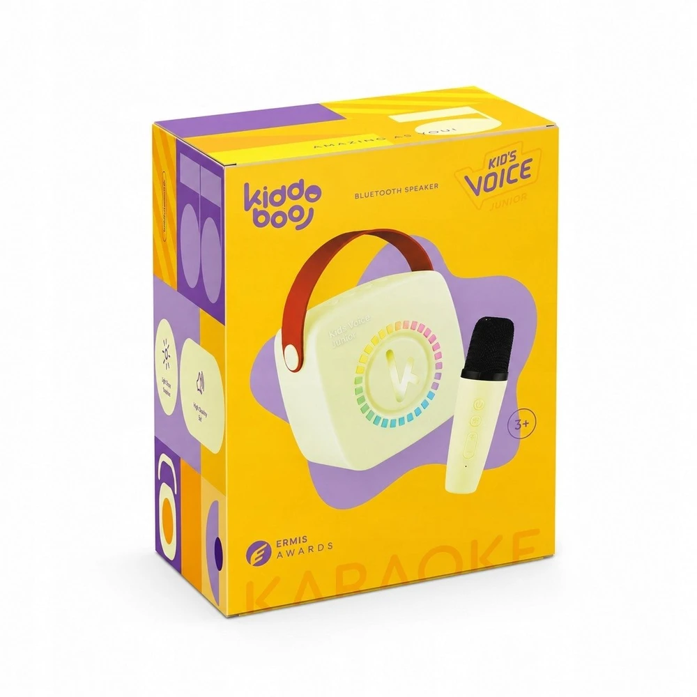 Atmosphera „Bluetooth“ garsiakalbis su karaoke mikrofonu 2in1 vaikams „Kiddoboo Kidsvoice Junior“ / Kbt3yel / geltonas