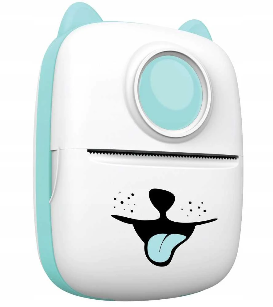 Etikečių spausdintuvas Atmosphera spausdintuvas Termiczna Bluetooth do Zdjęć Naklejek Notatek Etykiet / KiddoBoo X2 / Baltas Piesek