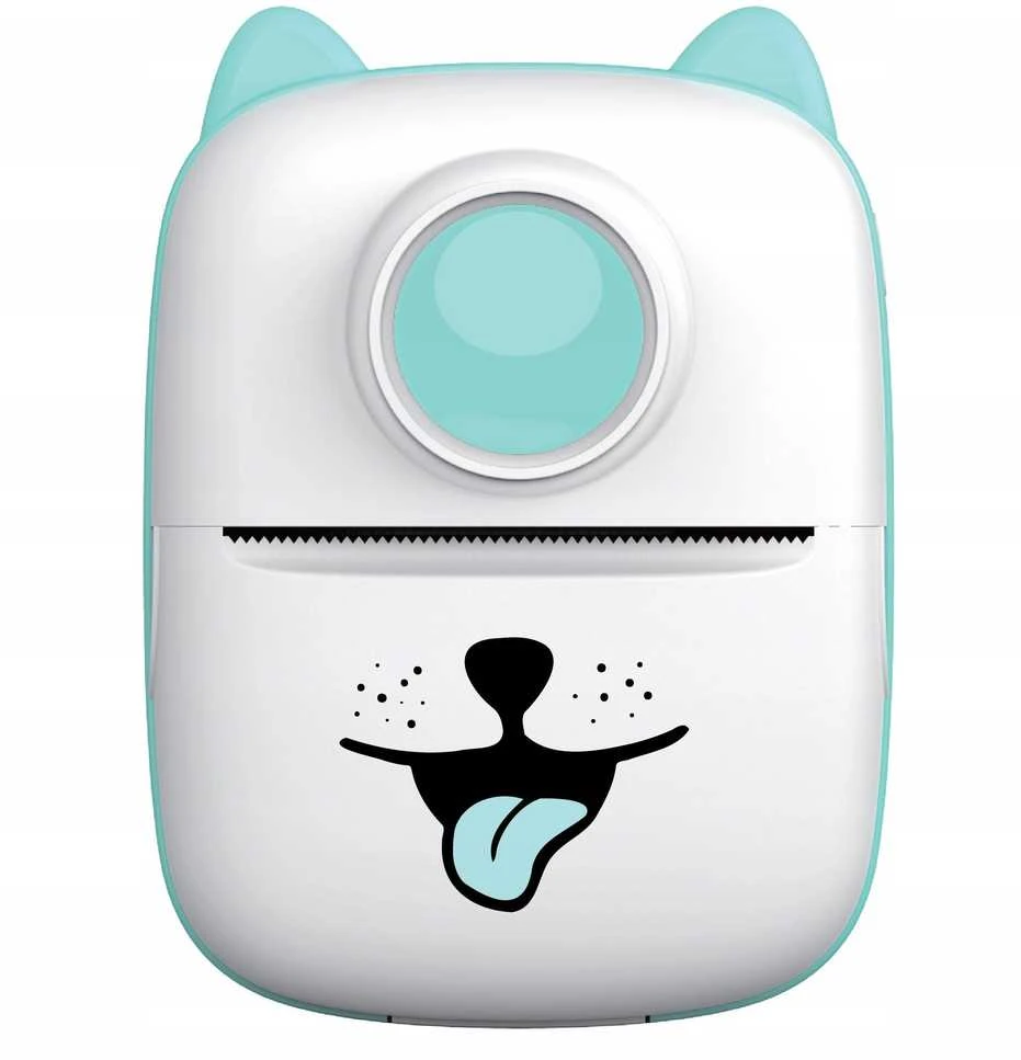 Etikečių spausdintuvas Atmosphera spausdintuvas Termiczna Bluetooth do Zdjęć Naklejek Notatek Etykiet / KiddoBoo X2 / Baltas Piesek