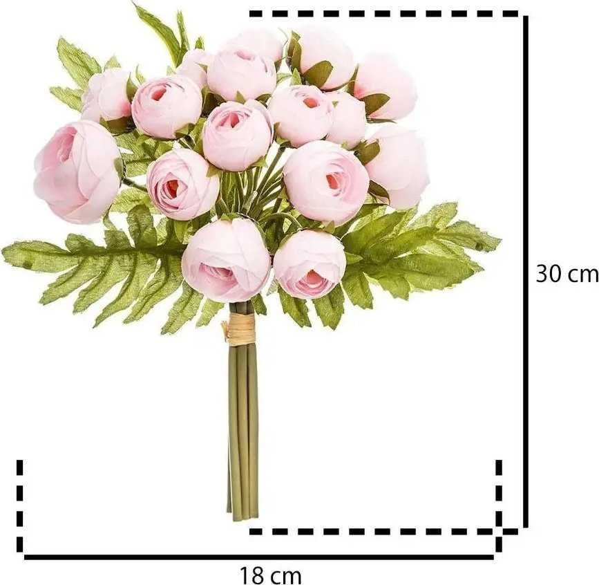 Atmosphera Rožinė Dirbtinių gėlių puokštė, 18 rožinių bijūnų, 30 cm