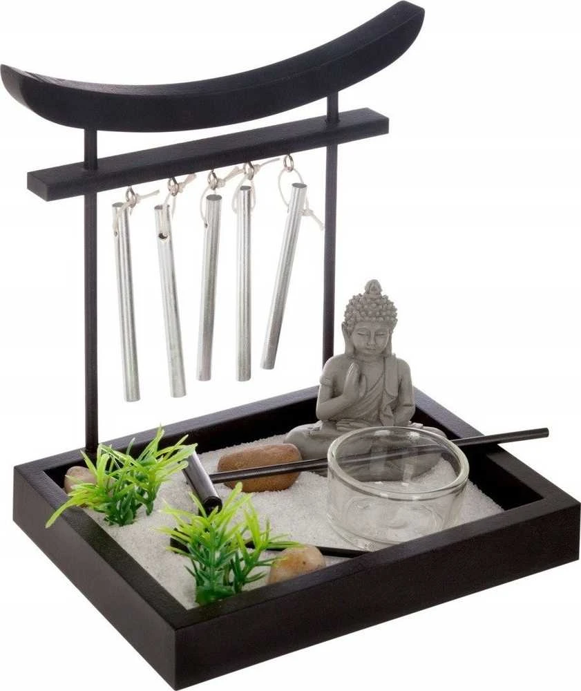 Atmosphera Dekoracija su Budos figūra ir varpeliais GARD ZEN, 15 x 12 x 16,5 cm, juoda