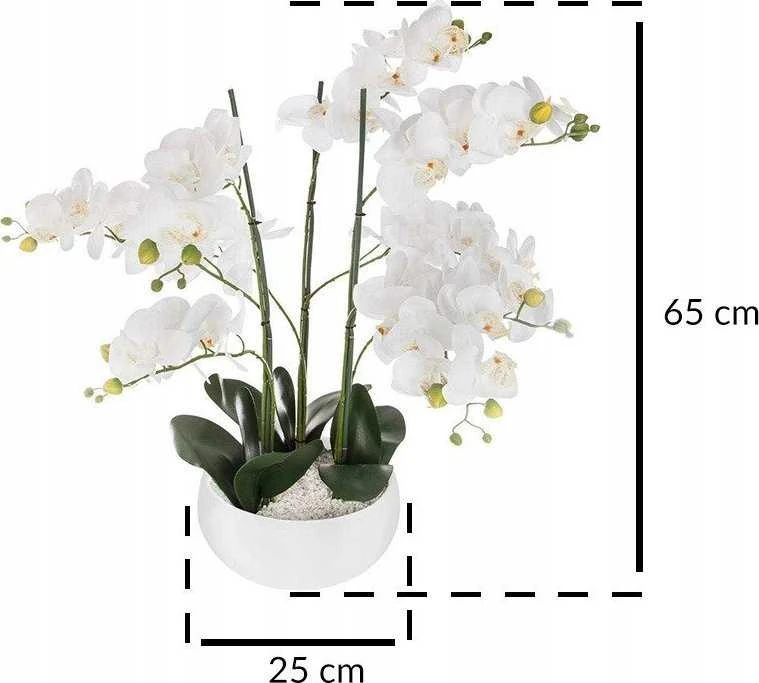 Atmosphera Dirbtinis augalas ORCHIDEE, baltas gėlių vazonas, 65 cm