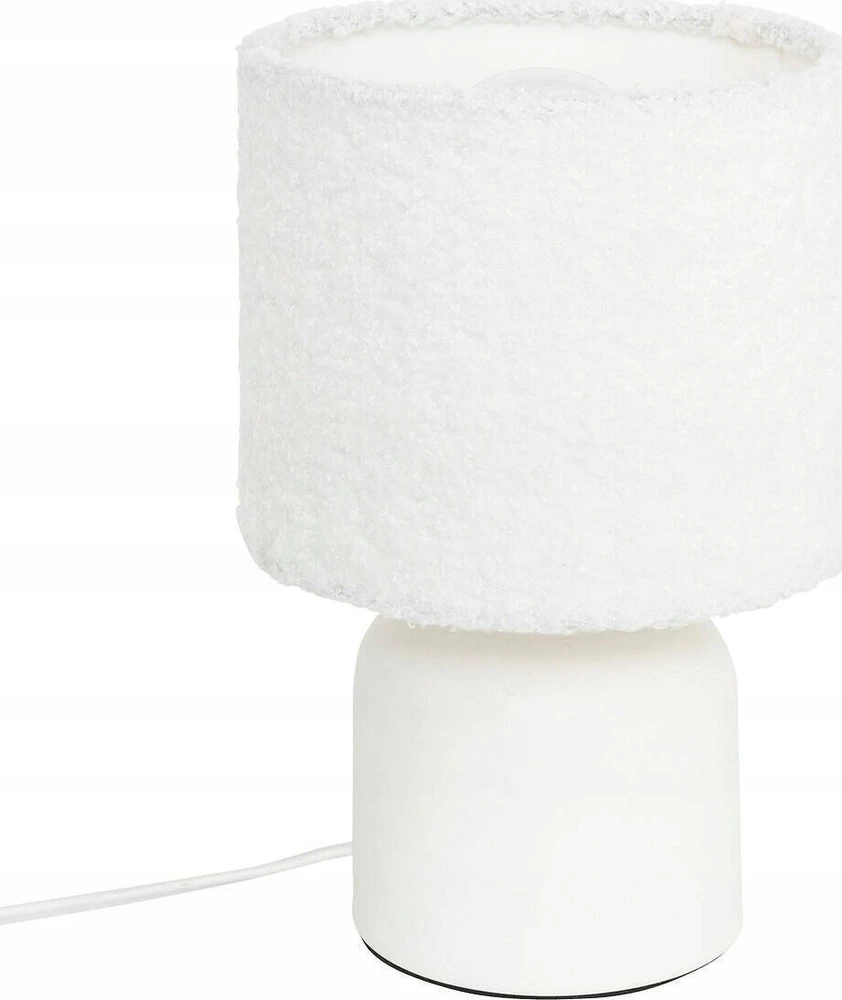 Atmosphera BONA keraminė stalinė lempa su bouclé gaubtu, Ø 14 cm
